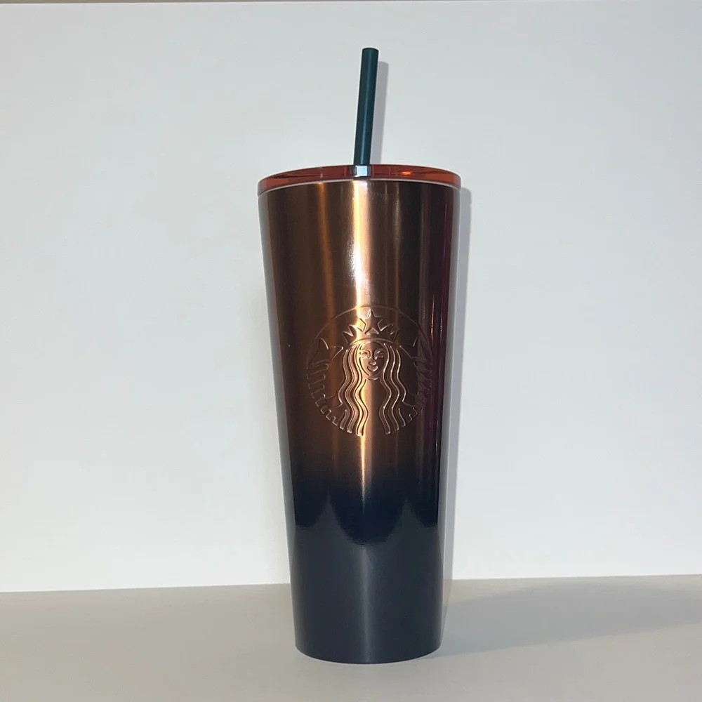 Starbucks Metallic Copper Dark Green & Blue Gradient Ombré Tumbler Venti 24 OZ